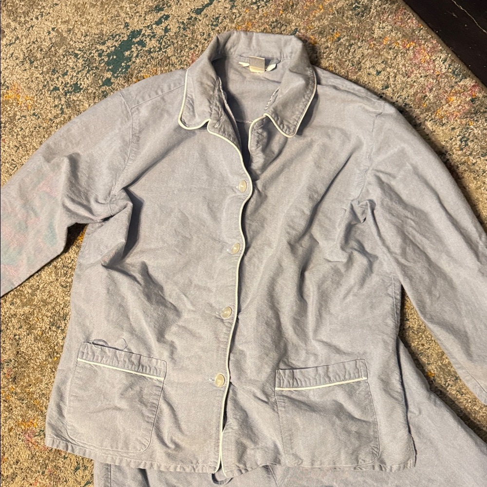 Chambray Button-Up 100% Cotton Pajamas PJ Set by Blossom Set L - Picture 2 of 9